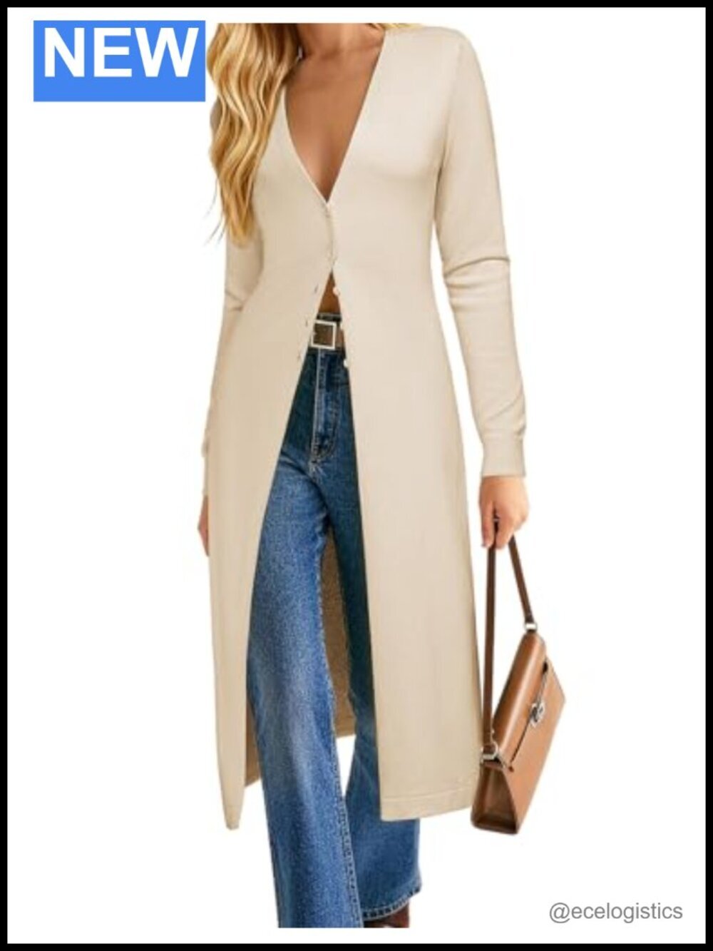 Lightweight V-Neck Button Up Long Cardigan Duster Coat